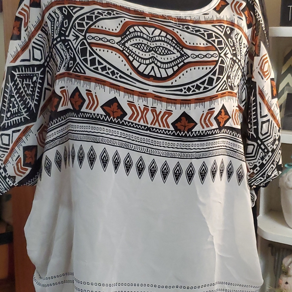 Rue21 Black and Brown Patterned Women's Blouse